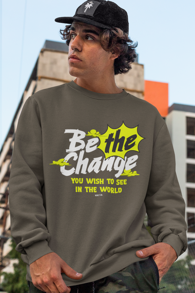 Olive Green Printed Sweatshirt For Men