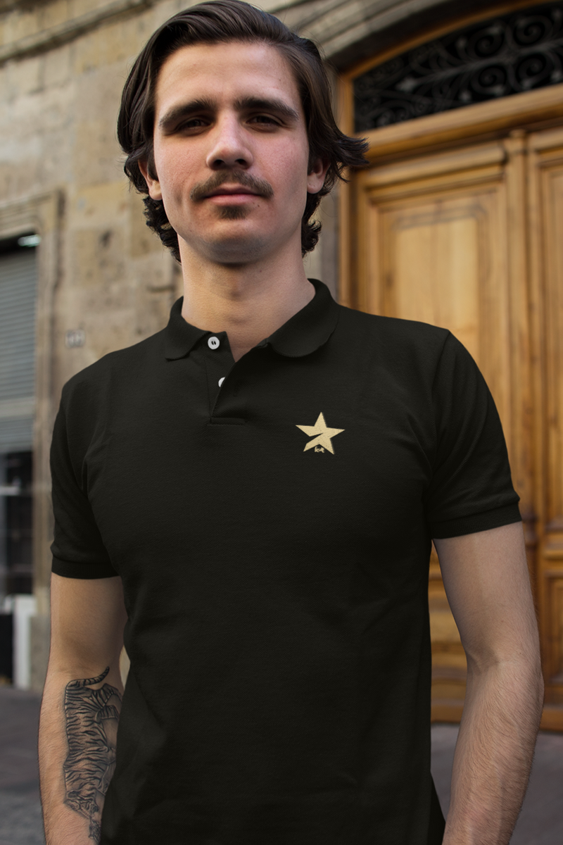 Embroidered Black Polo T-Shirt For Men