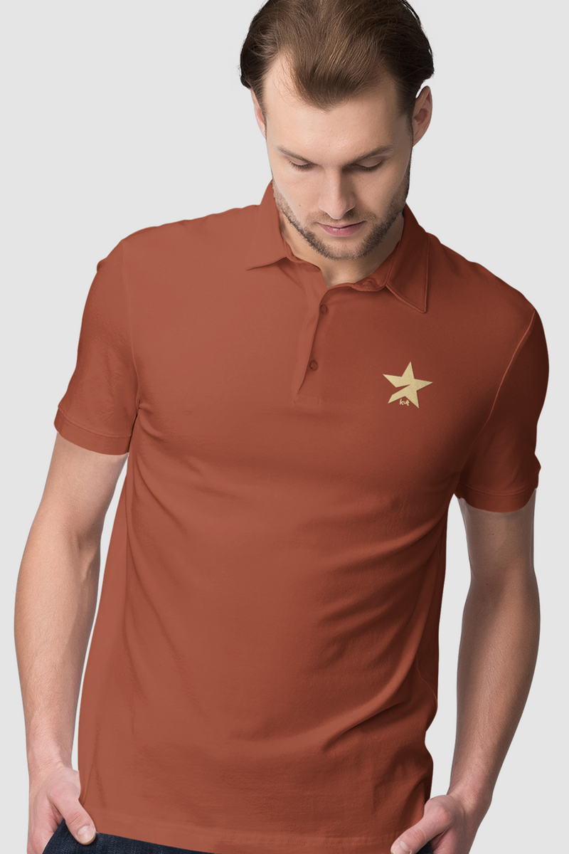 Brick Red Color Polo T-Shirt For Men
