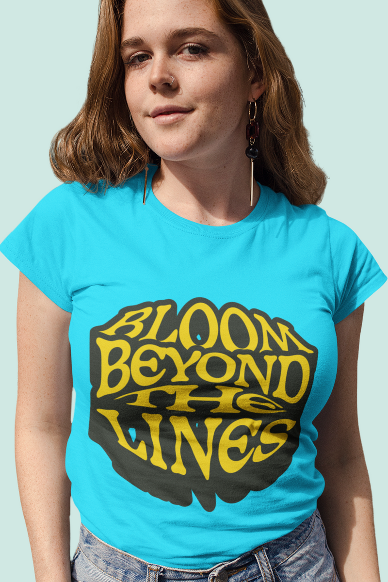 Bloom Beyond Sky Blue Color T-Shirt For Women