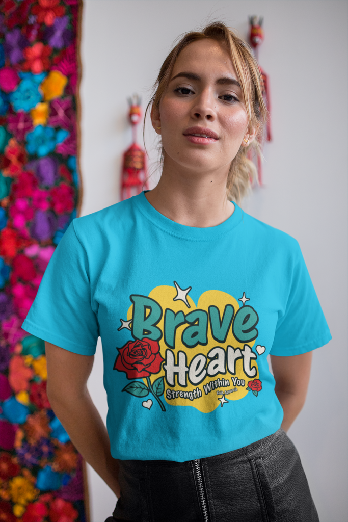 Brave Heart Sky Blue Cotton T-Shirt