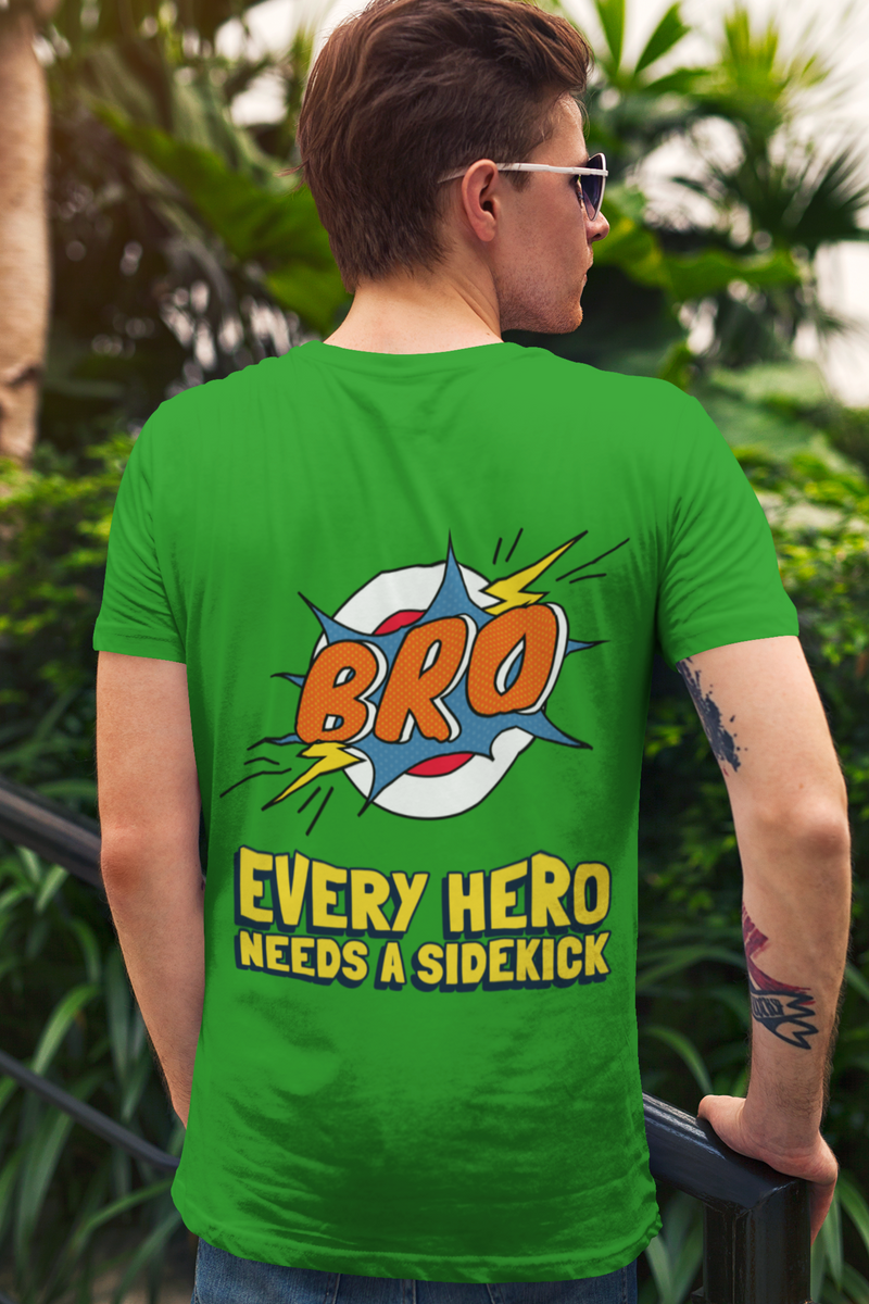 Back & Front Printed Classic Green T-Shirt For Men