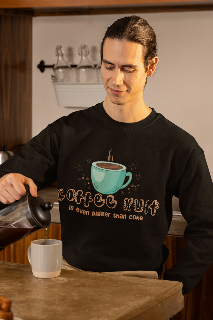 Coffee Printed Black Color Sweatshirt
