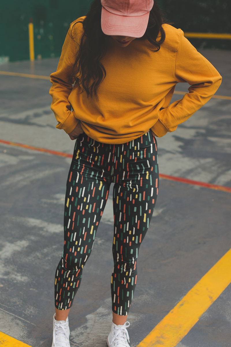 Colorful Breathable Black Leggings For Women