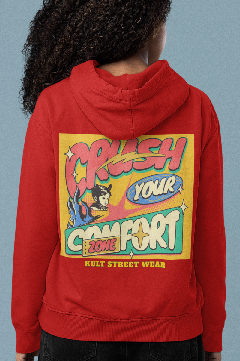 Back Printed Red Color Hoodie for Women