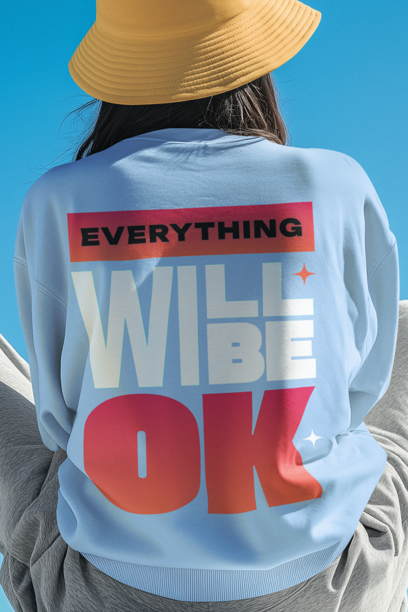 Back Printed Baby Blue Sweatshirt For Women