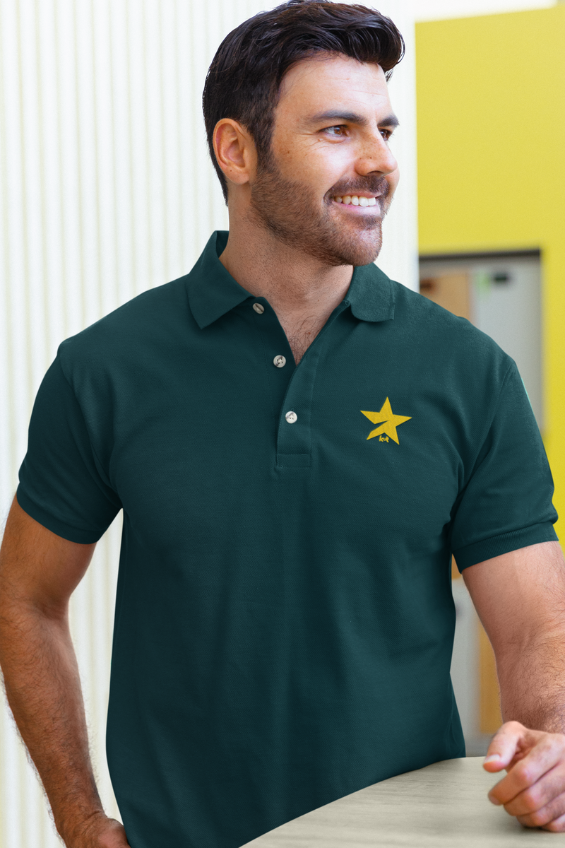 Petrol Blue Color Polo T-Shirt For Men