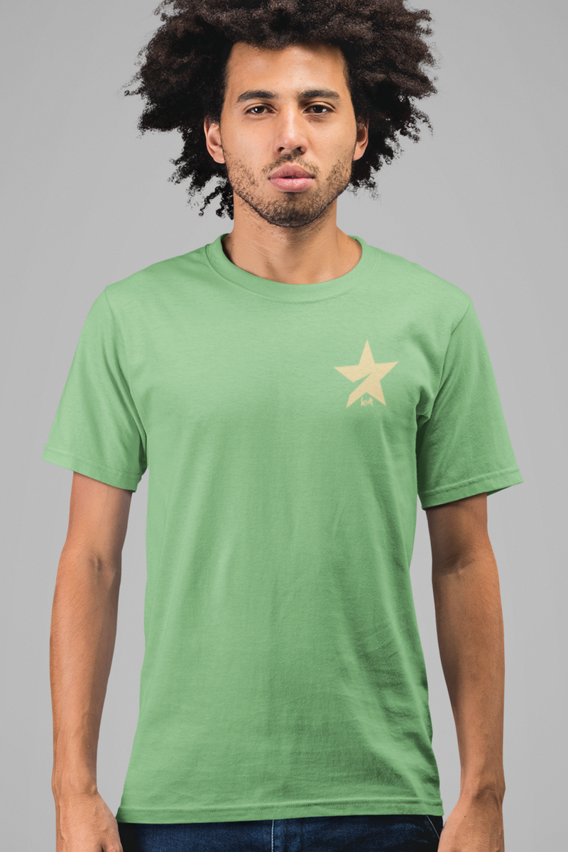 Embroidered Jade Color French Terry Cotton Unisex Oversized T-Shirt
