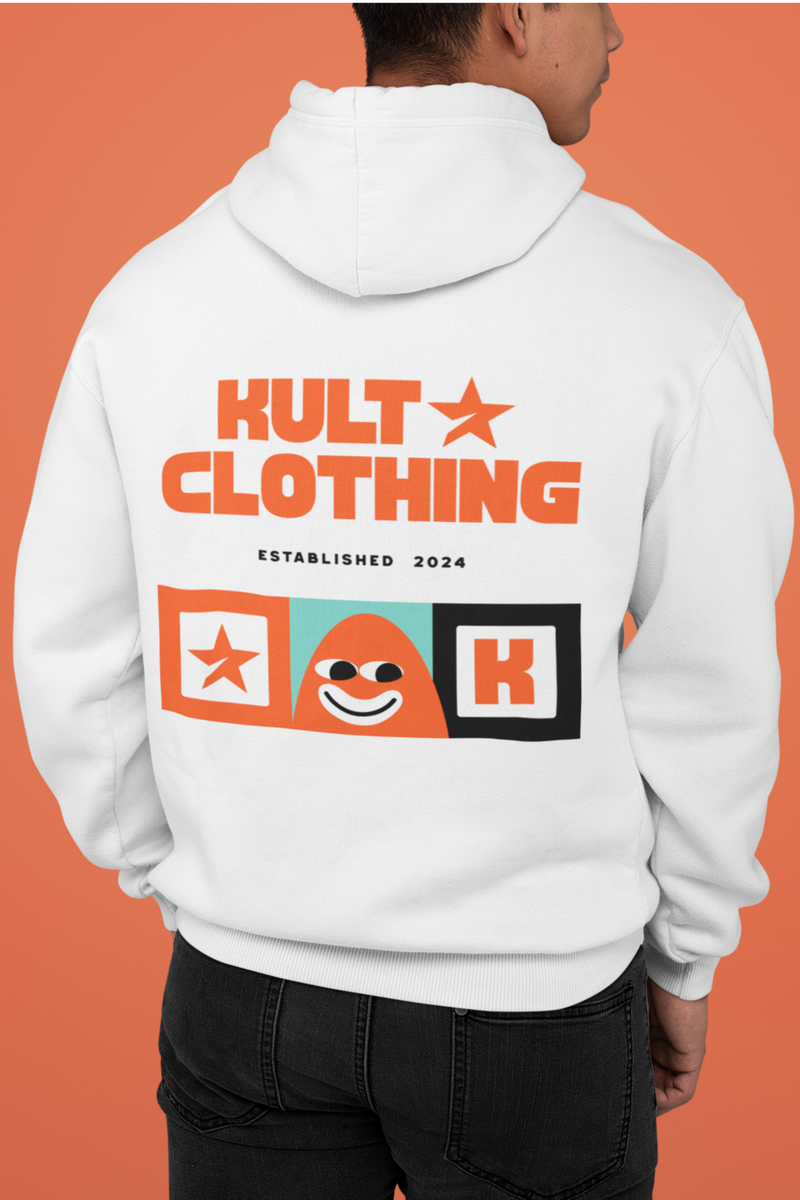Back Printed Kult Clothing White Hoodie