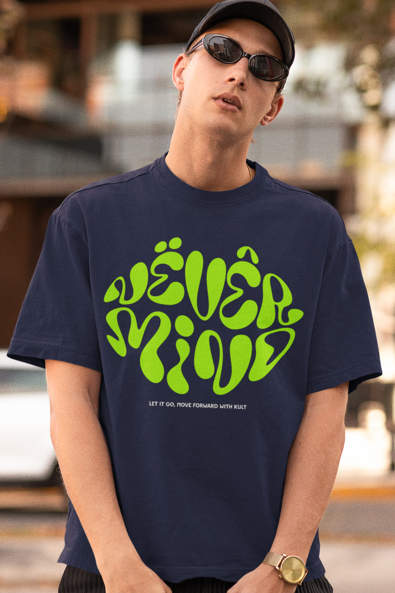 Navy Blue French Terry Cotton Unisex Oversized T-Shirt