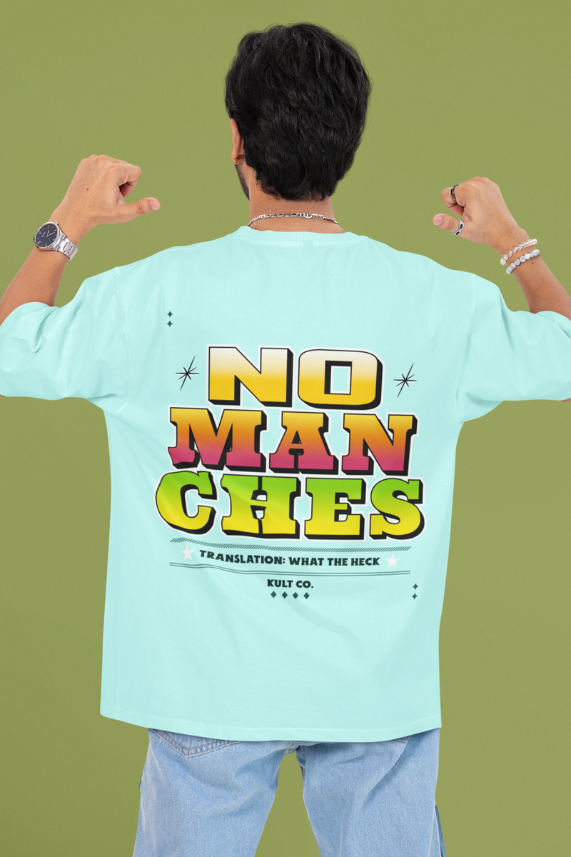 Back & Front Printed Oversized Mint T-Shirt
