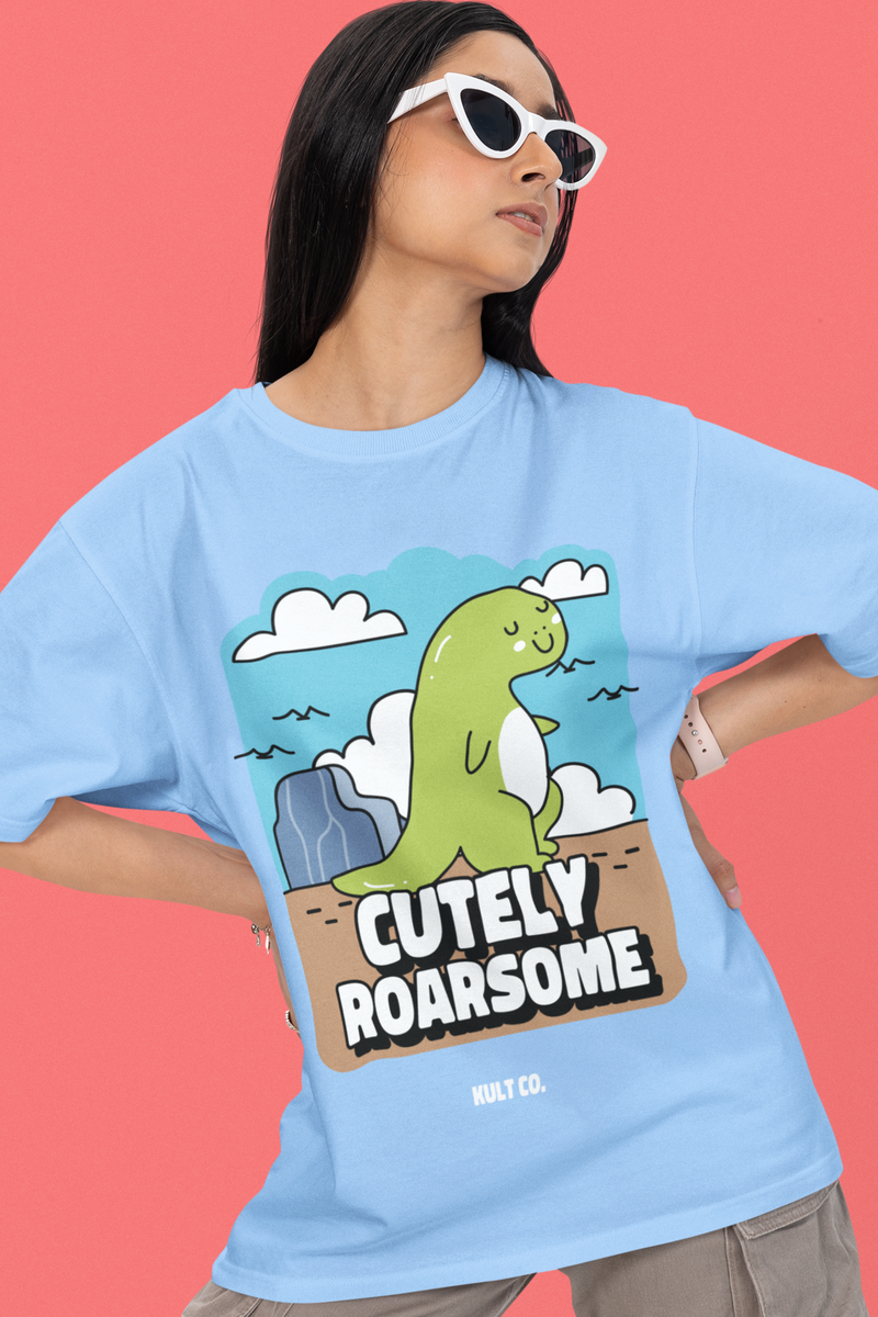 Baby Blue Color Oversized T-Shirt For Women