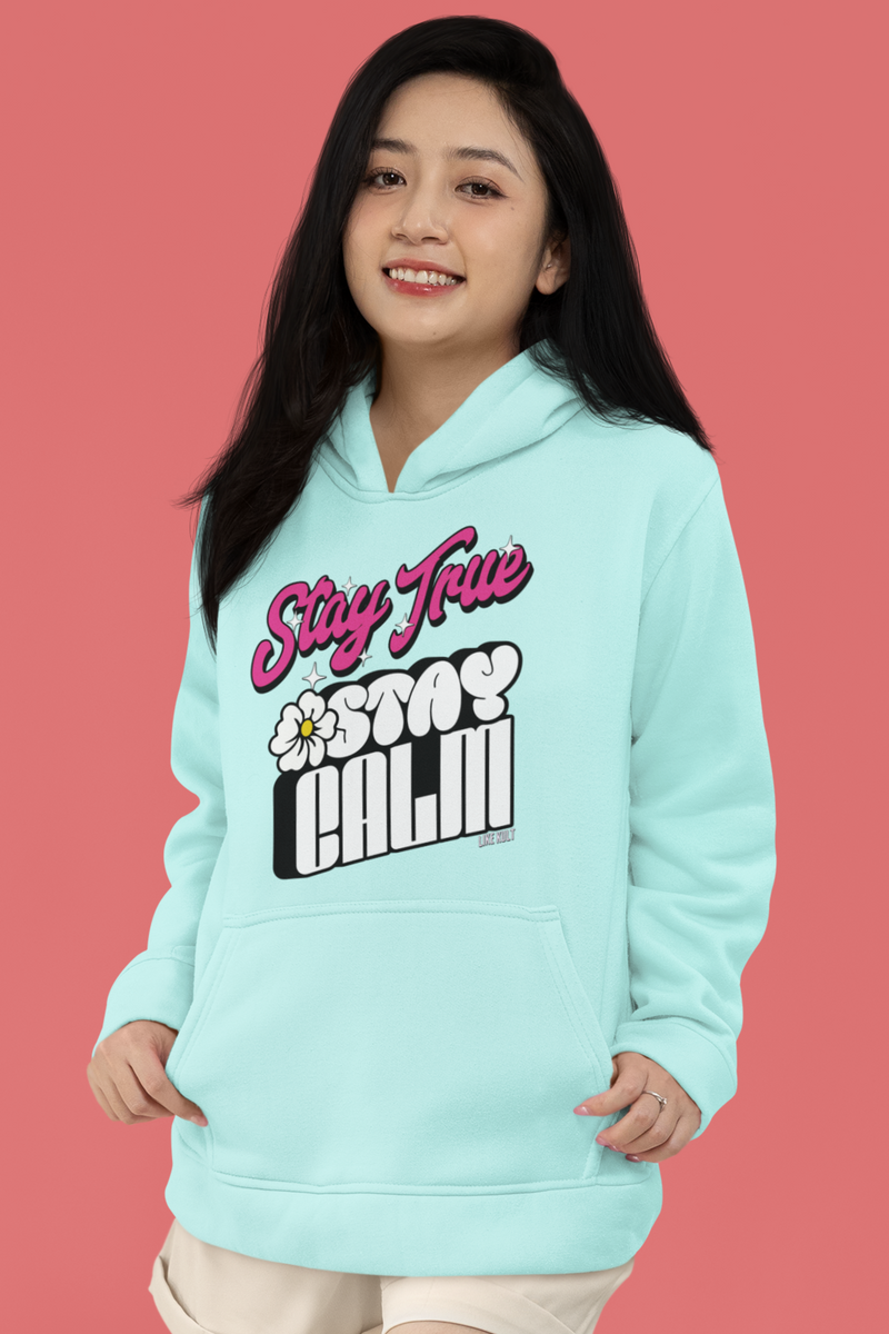 Stay True Stay Calm Mint Color Hoodie