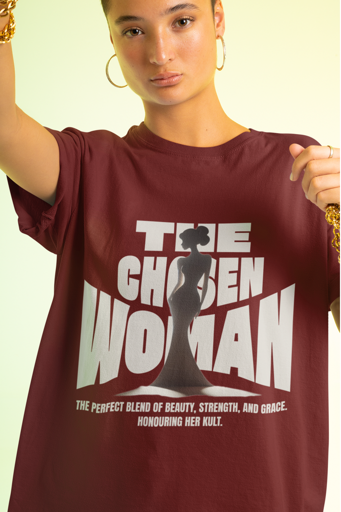 The Chosen Woman Oversized Maroon T-Shirt
