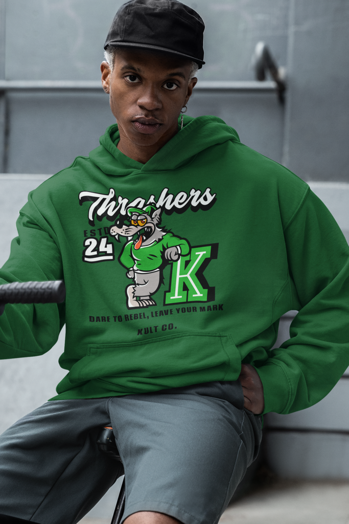 Down Shoulder Oversized Bottle Green Hoodie