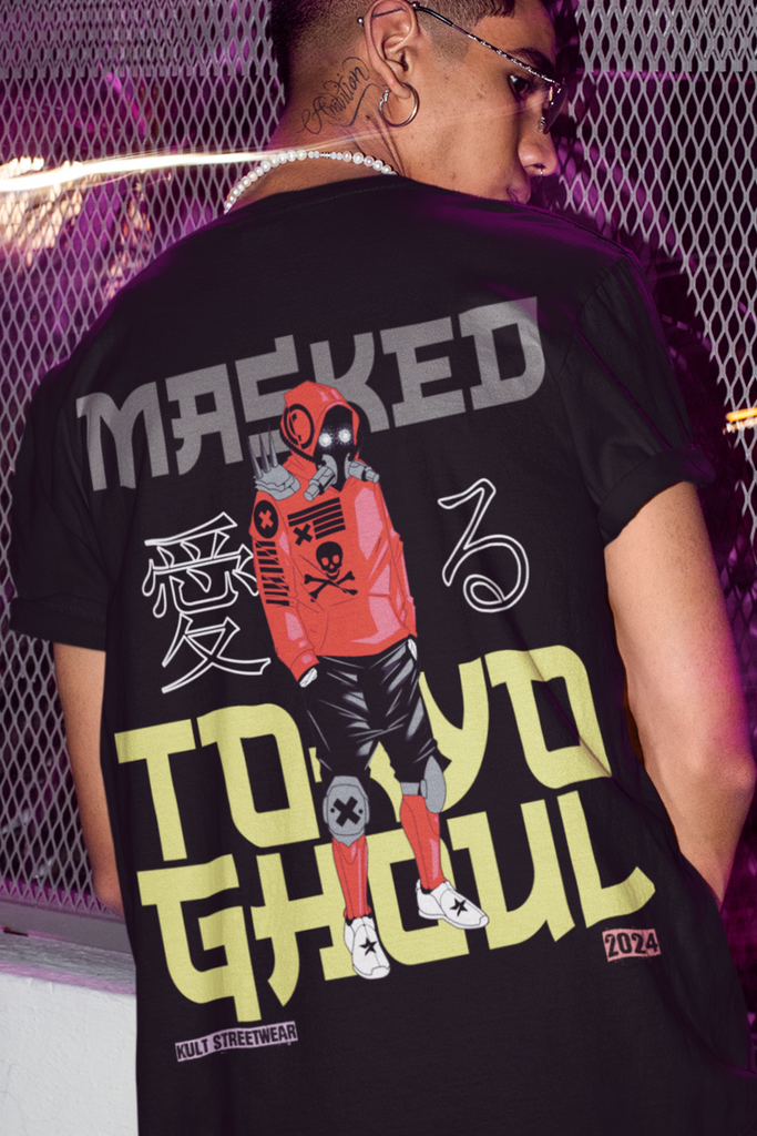 Masked Tokyo Ghoul - Anime Oversized Black T-Shirt