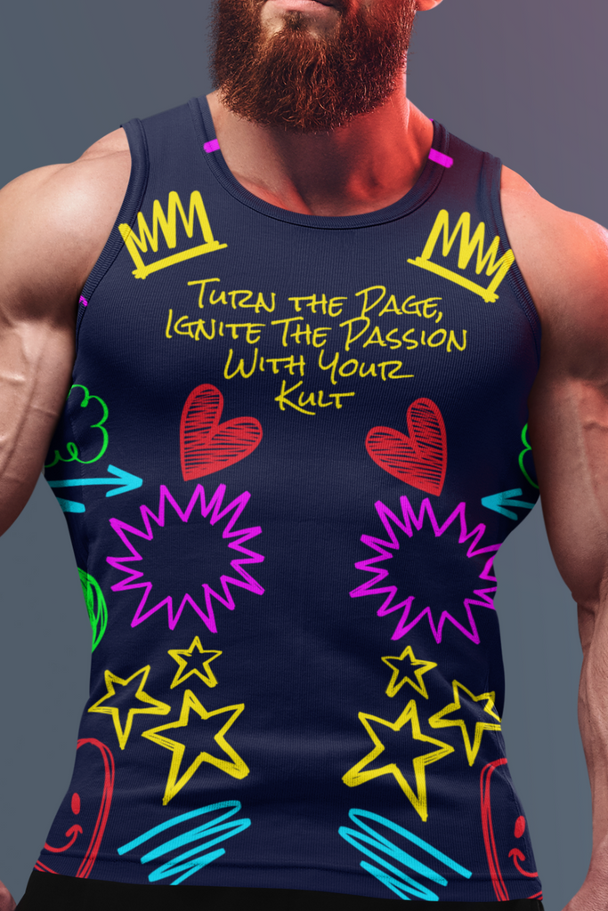 Doodle Printed Sleeveless Royal Blue Vest