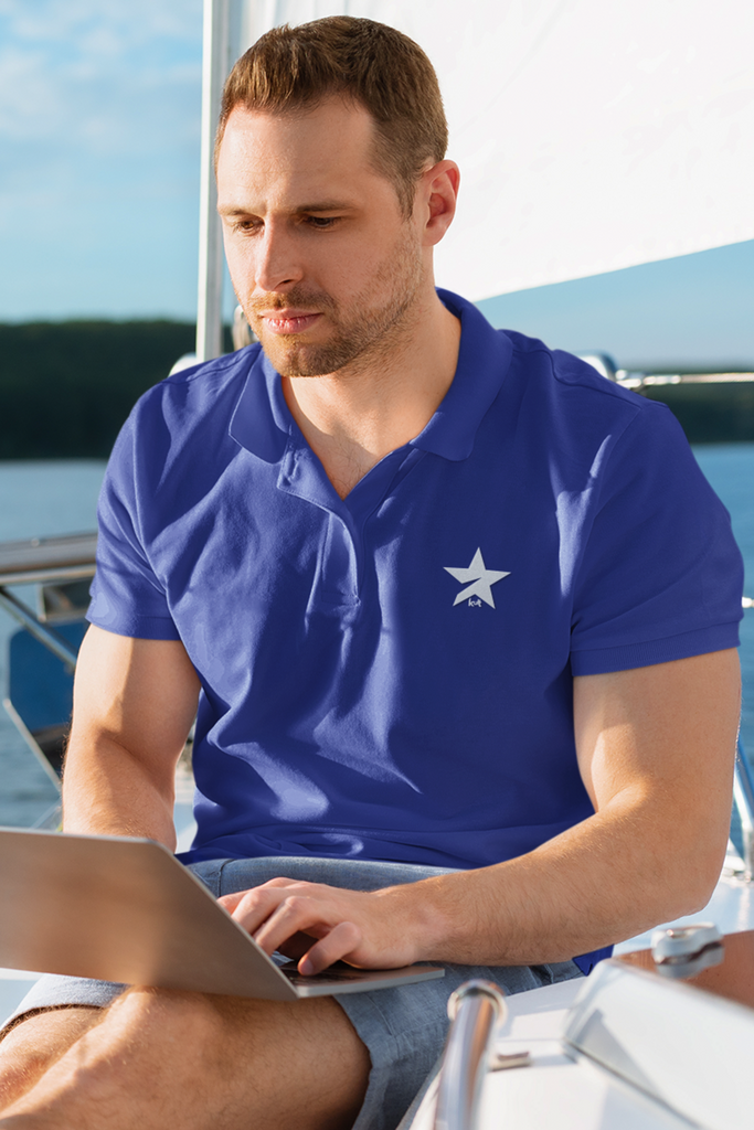 Embroidered Royal Blue Polo T-Shirt For Men