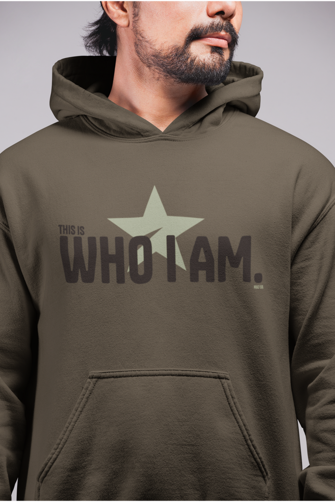 Olive Green Powerful Identity Hoodie.