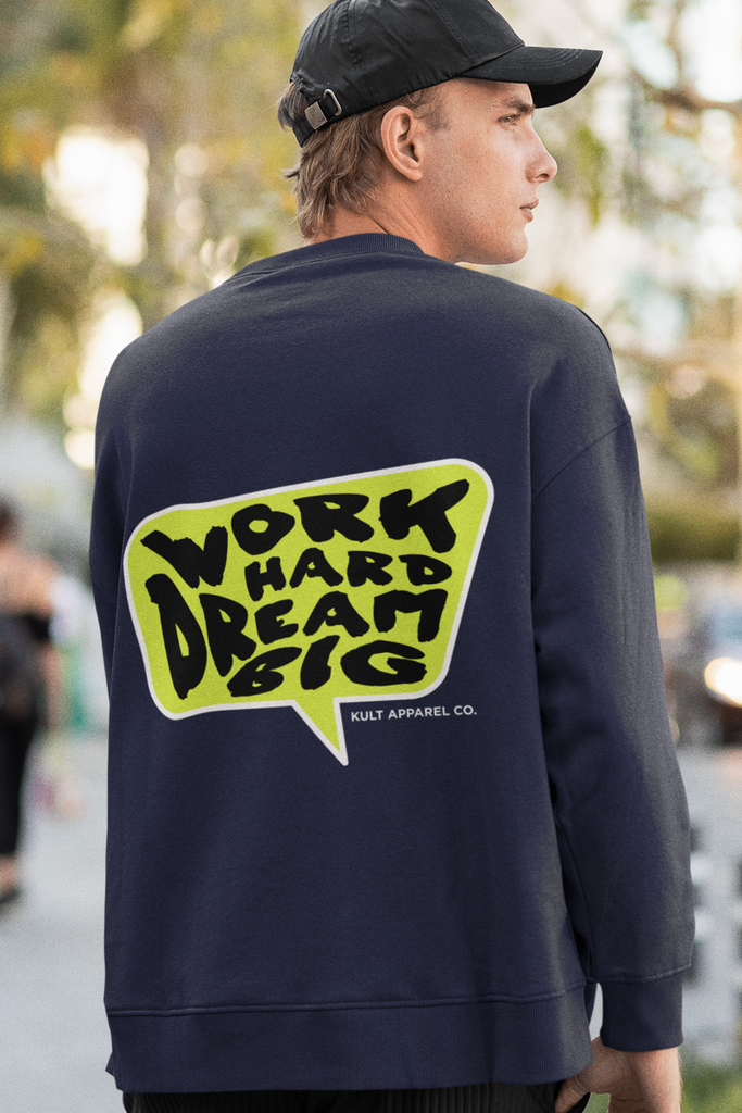 Back Printed Oversized Navy Blue Sweatshirt